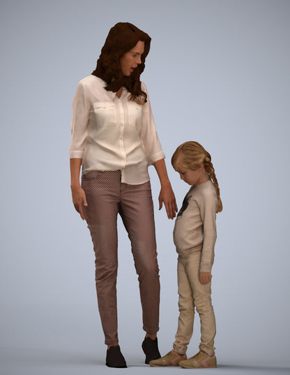 photogrammetry 3D girl casual kids, realistic human model archviz FBX