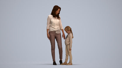 photogrammetry 3D girl casual kids, realistic human model archviz FBX, standing pose render