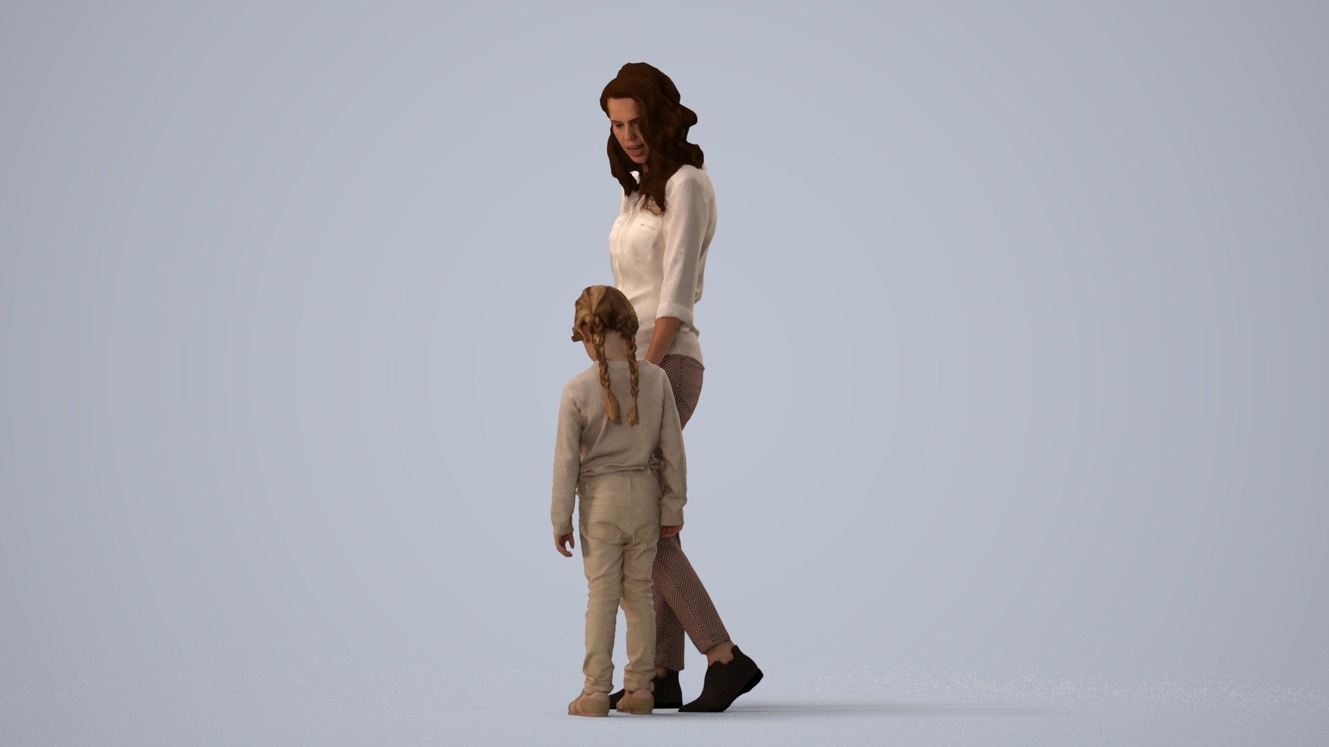 photogrammetry 3D girl casual kids, realistic human model archviz FBX, three-quarter view render
