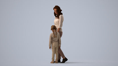 photogrammetry 3D girl casual kids, realistic human model archviz FBX, three-quarter view render