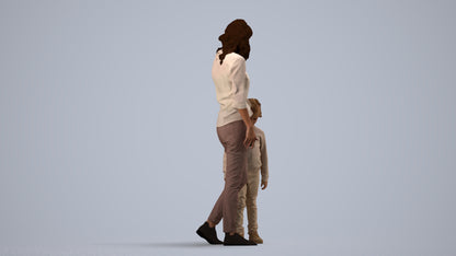 photogrammetry 3D girl casual kids, realistic human model archviz FBX, side view render