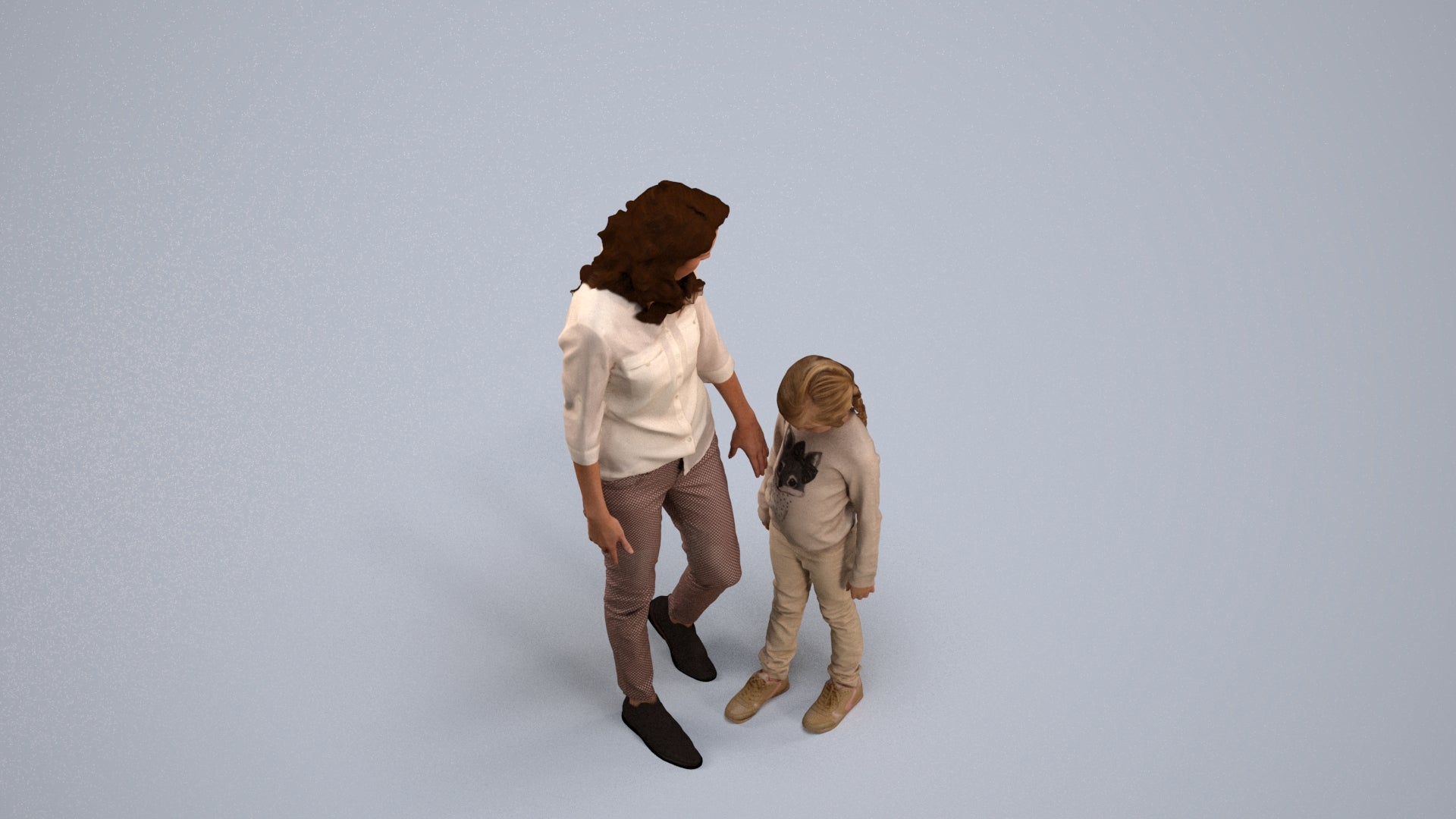 photogrammetry 3D girl casual kids, realistic human model archviz FBX, back view render