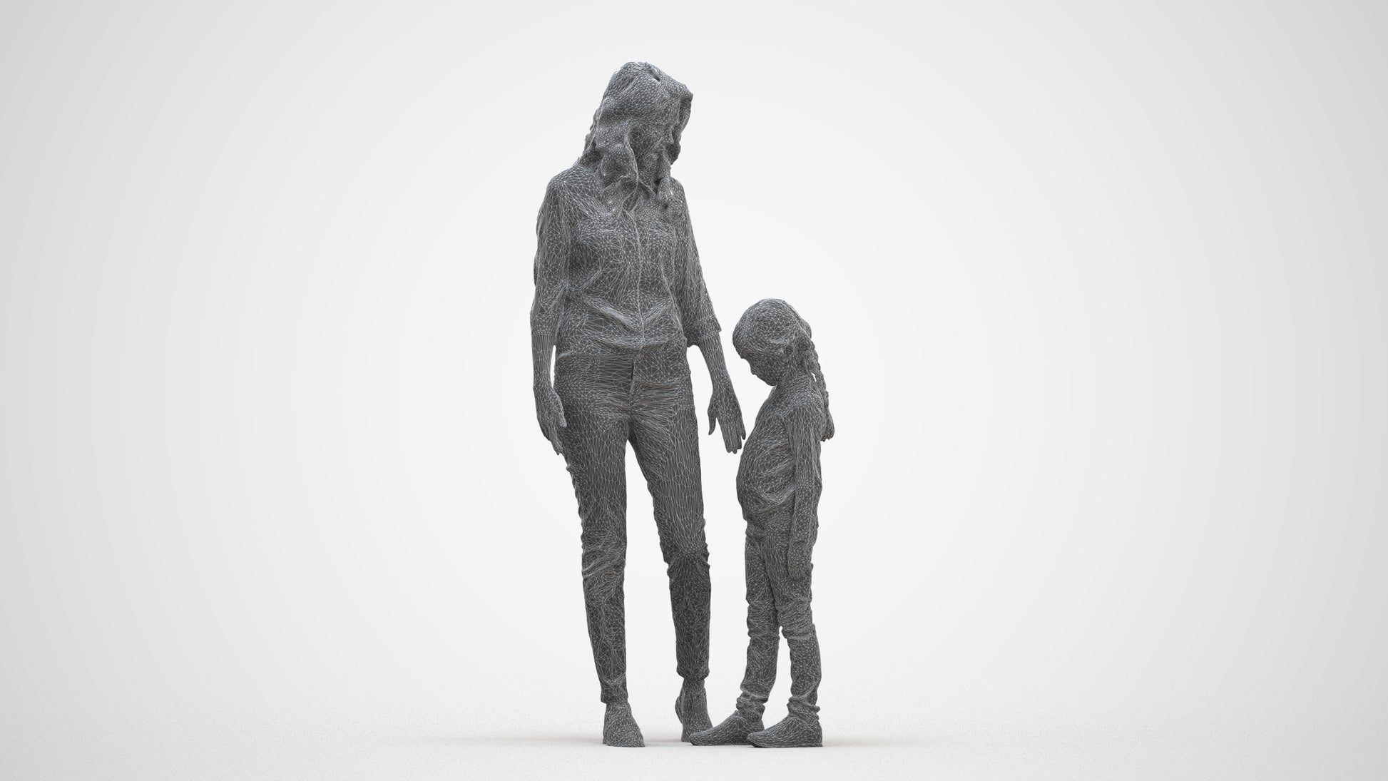 photogrammetry 3D girl casual kids, realistic human model archviz FBX, square thumbnail