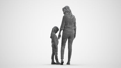 photogrammetry 3D girl casual kids, realistic human model archviz FBX, wireframe side view