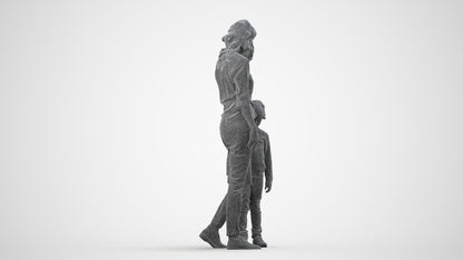 photogrammetry 3D girl casual kids, realistic human model archviz FBX, wireframe three-quarter view