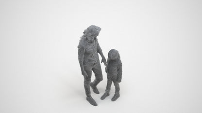 photogrammetry 3D girl casual kids, realistic human model archviz FBX, wireframe back view