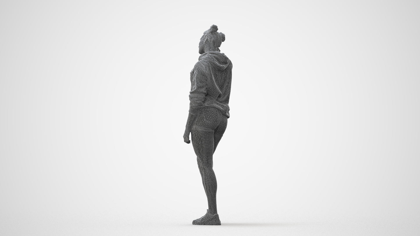 3D people model woman standing, scanned human for 3ds Max rendering, square thumbnail