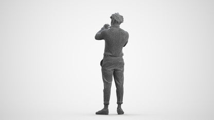 photogrammetry 3D man casual standing, realistic human model archviz FBX, wireframe front view