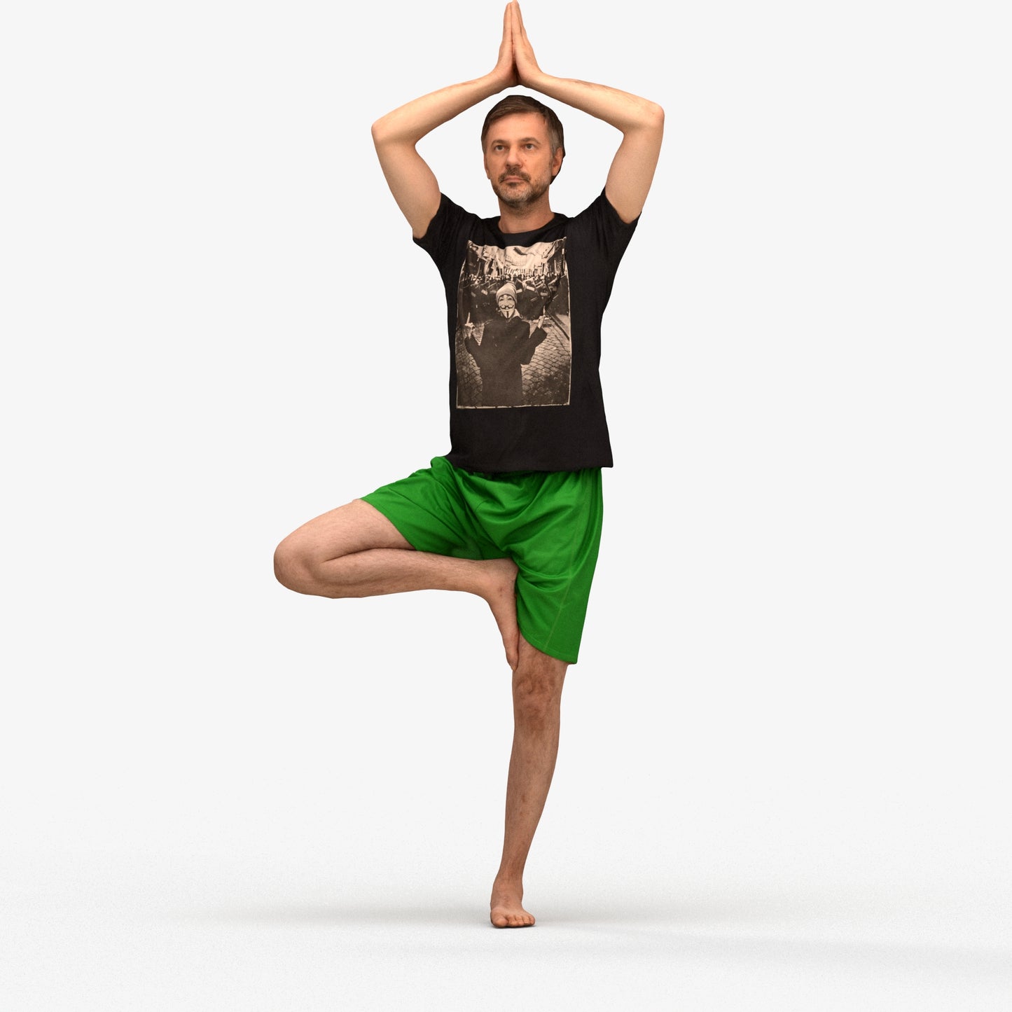 realistic 3D people man sport, render-ready for V-Ray and Corona, FBX OBJ, wireframe front view