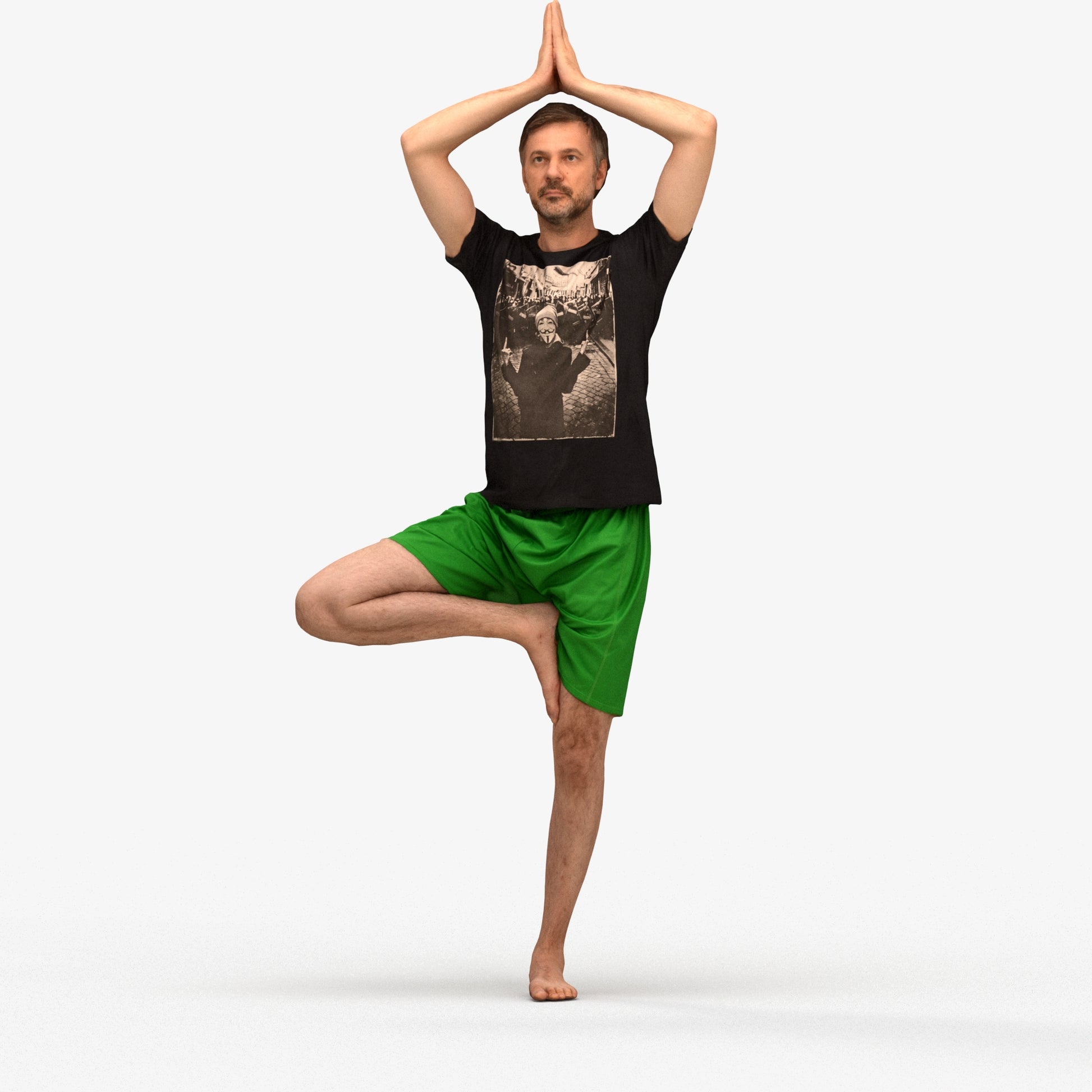 realistic 3D people man sport, render-ready for V-Ray and Corona, FBX OBJ, wireframe front view