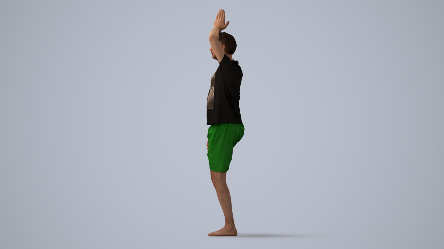 realistic 3D people man sport, render-ready for V-Ray and Corona, FBX OBJ, three-quarter front view render