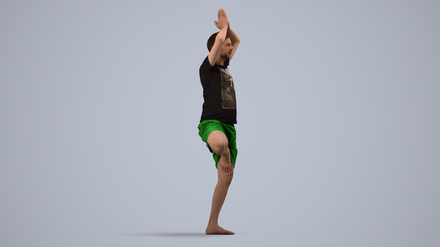 realistic 3D people man sport, render-ready for V-Ray and Corona, FBX OBJ, back view render