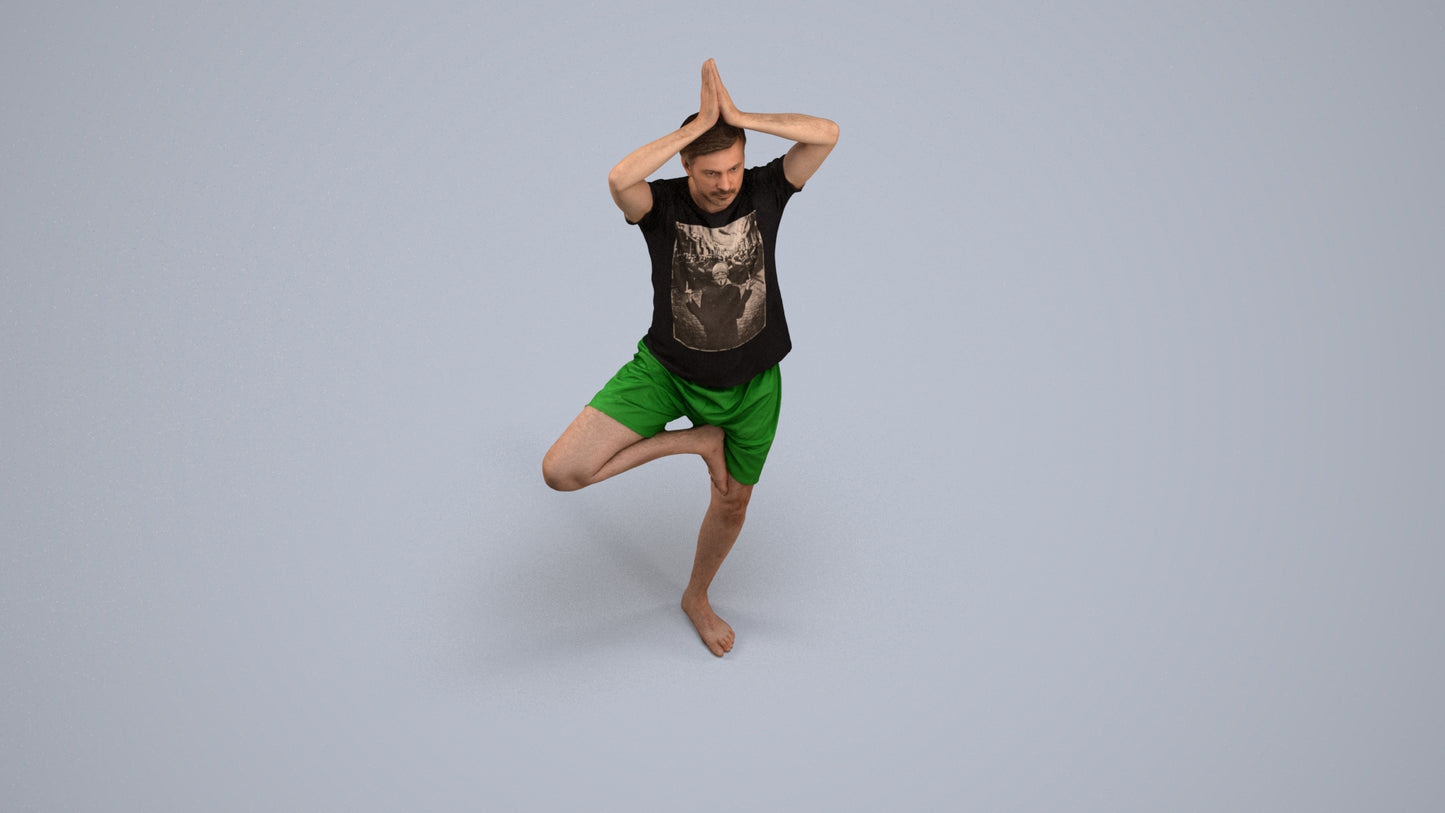 realistic 3D people man sport, render-ready for V-Ray and Corona, FBX OBJ, side view render