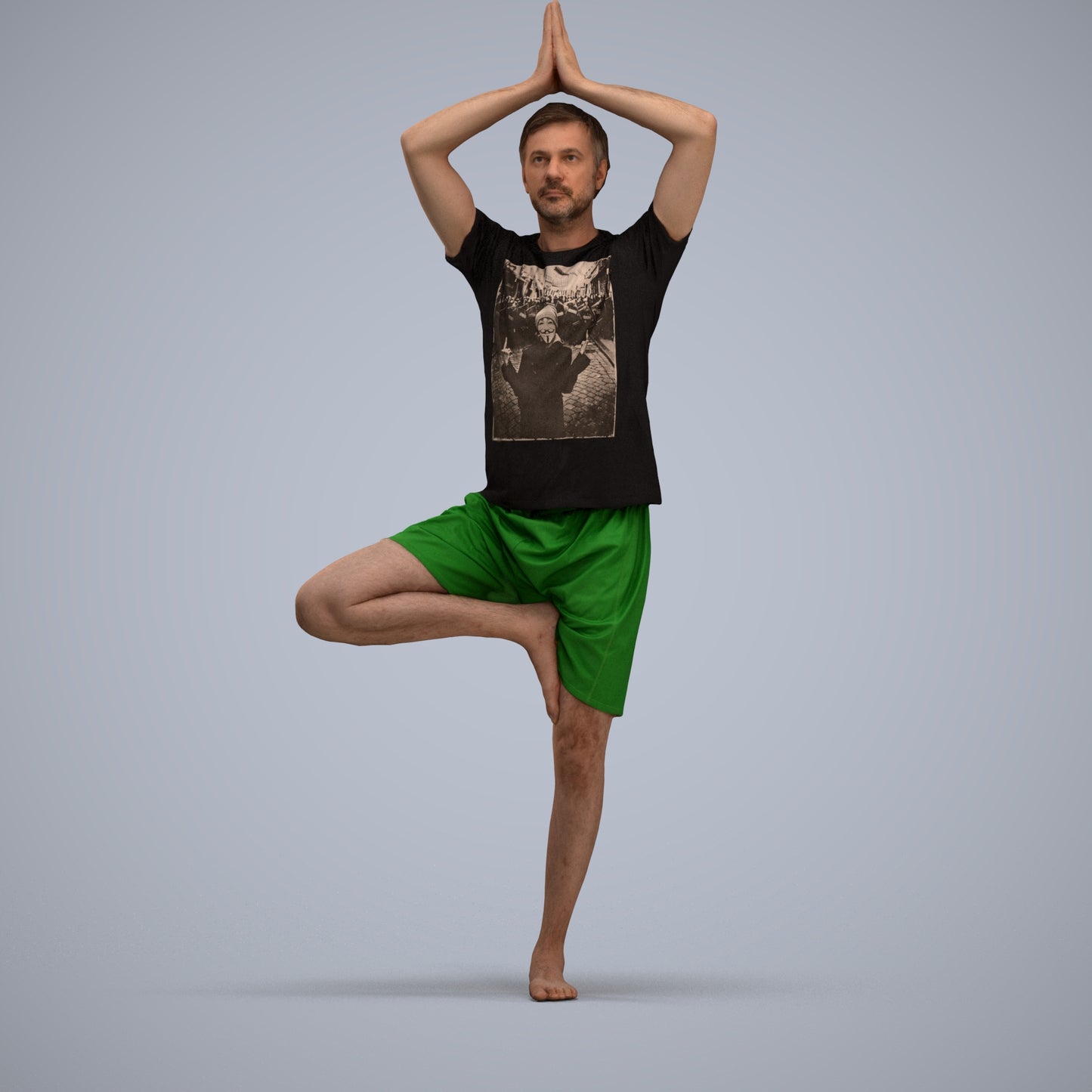 realistic 3D people man sport, render-ready for V-Ray and Corona, FBX OBJ, three-quarter view render