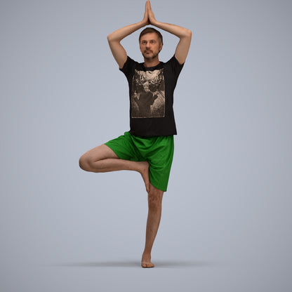 realistic 3D people man sport, render-ready for V-Ray and Corona, FBX OBJ, three-quarter view render