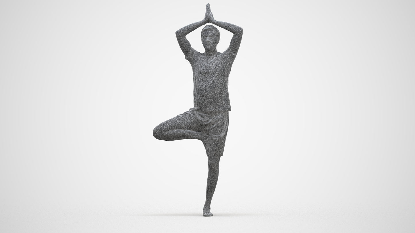 realistic 3D people man sport, render-ready for V-Ray and Corona, FBX OBJ, wireframe three-quarter view