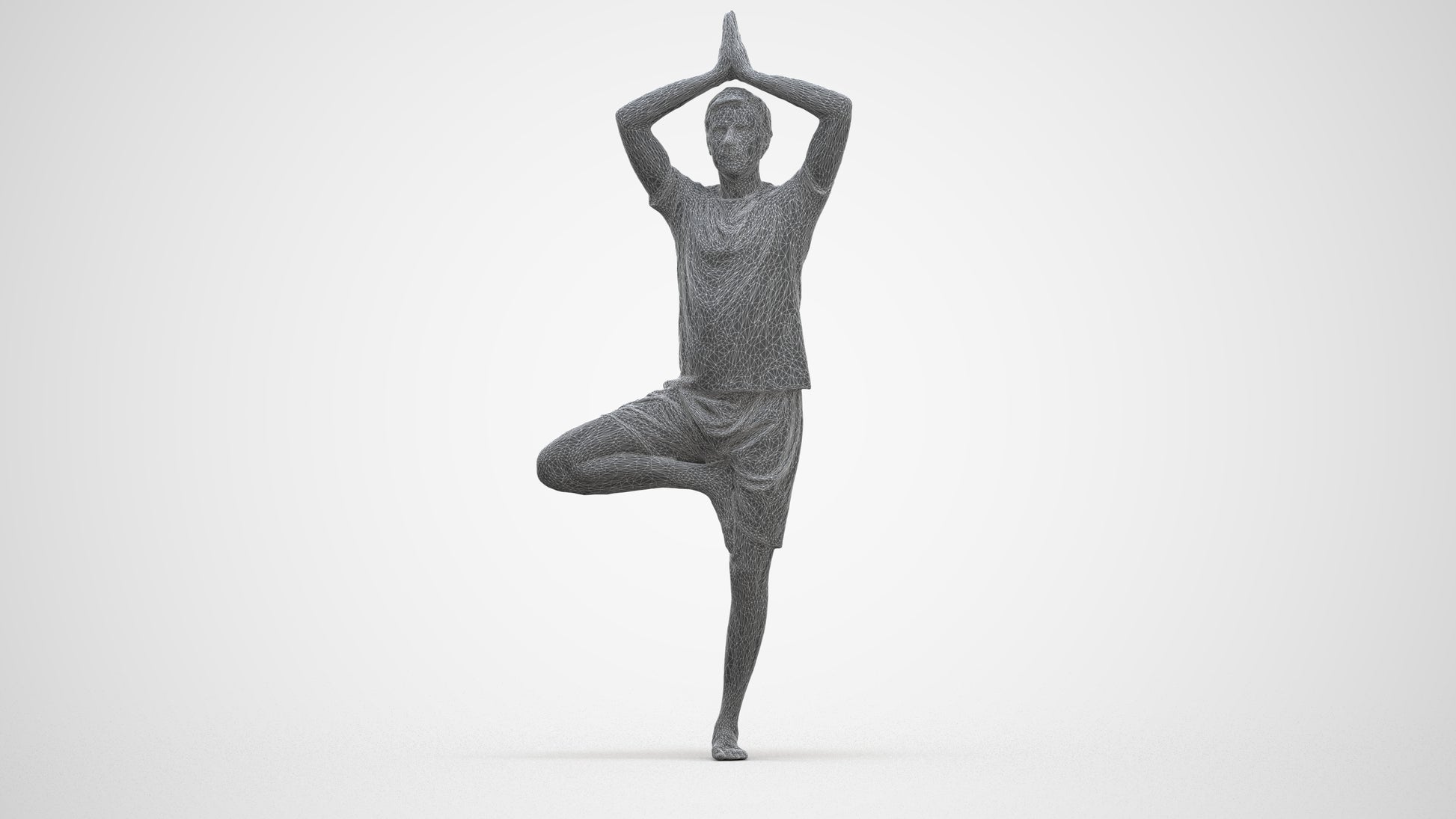 realistic 3D people man sport, render-ready for V-Ray and Corona, FBX OBJ, wireframe three-quarter view