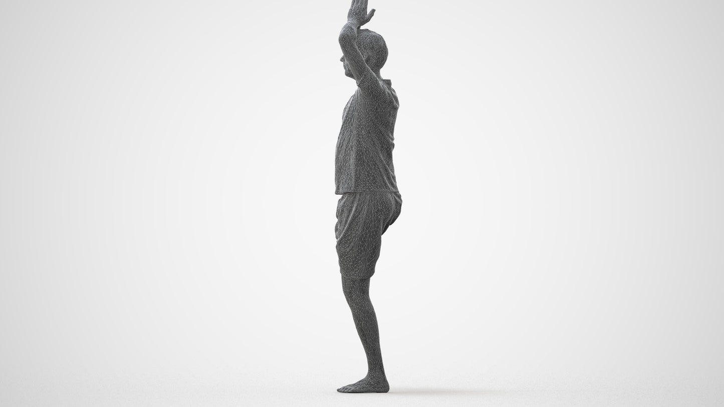realistic 3D people man sport, render-ready for V-Ray and Corona, FBX OBJ, wireframe three-quarter back view