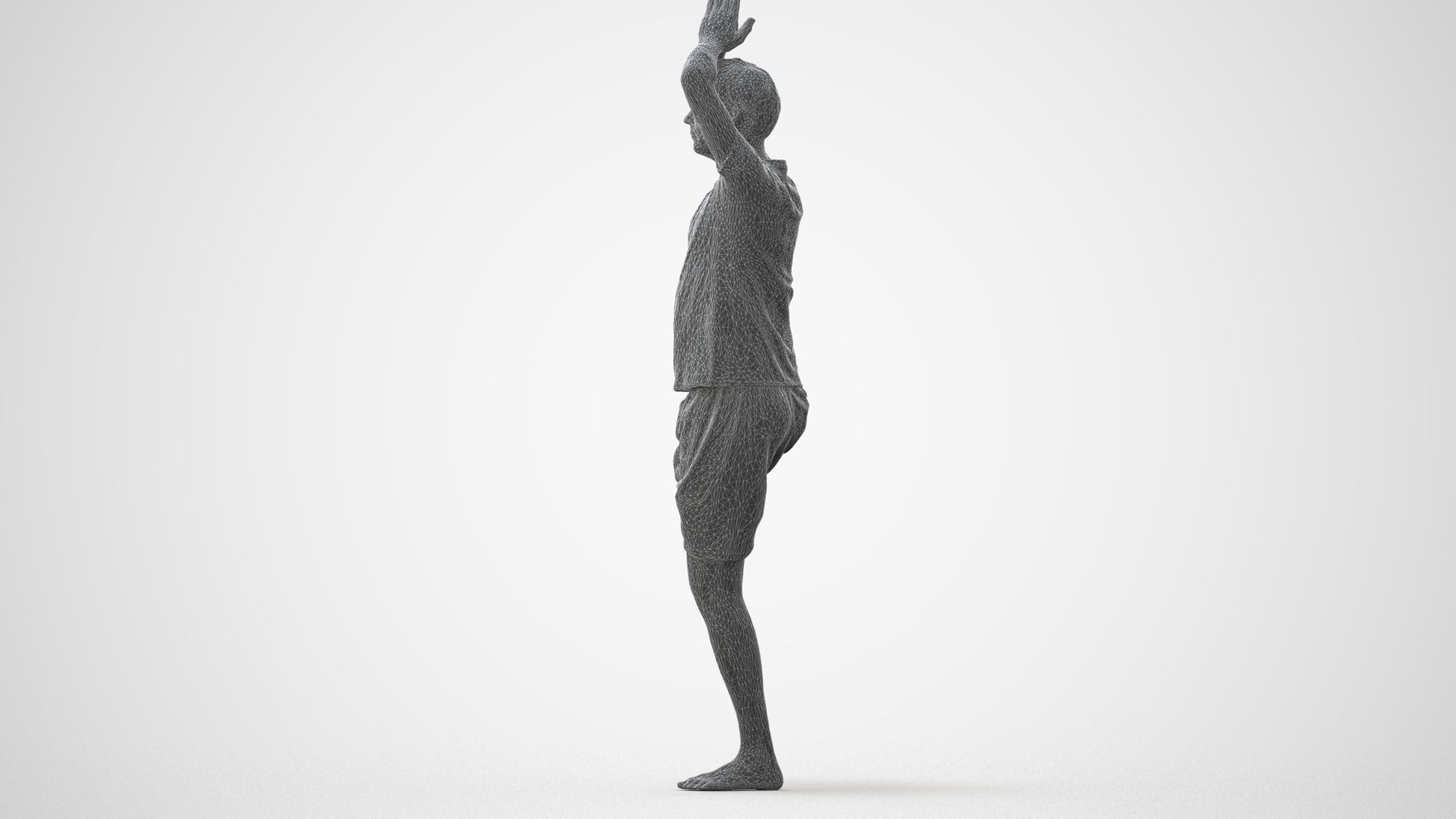 realistic 3D people man sport, render-ready for V-Ray and Corona, FBX OBJ, wireframe three-quarter back view