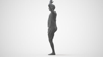 realistic 3D people man sport, render-ready for V-Ray and Corona, FBX OBJ, wireframe three-quarter back view