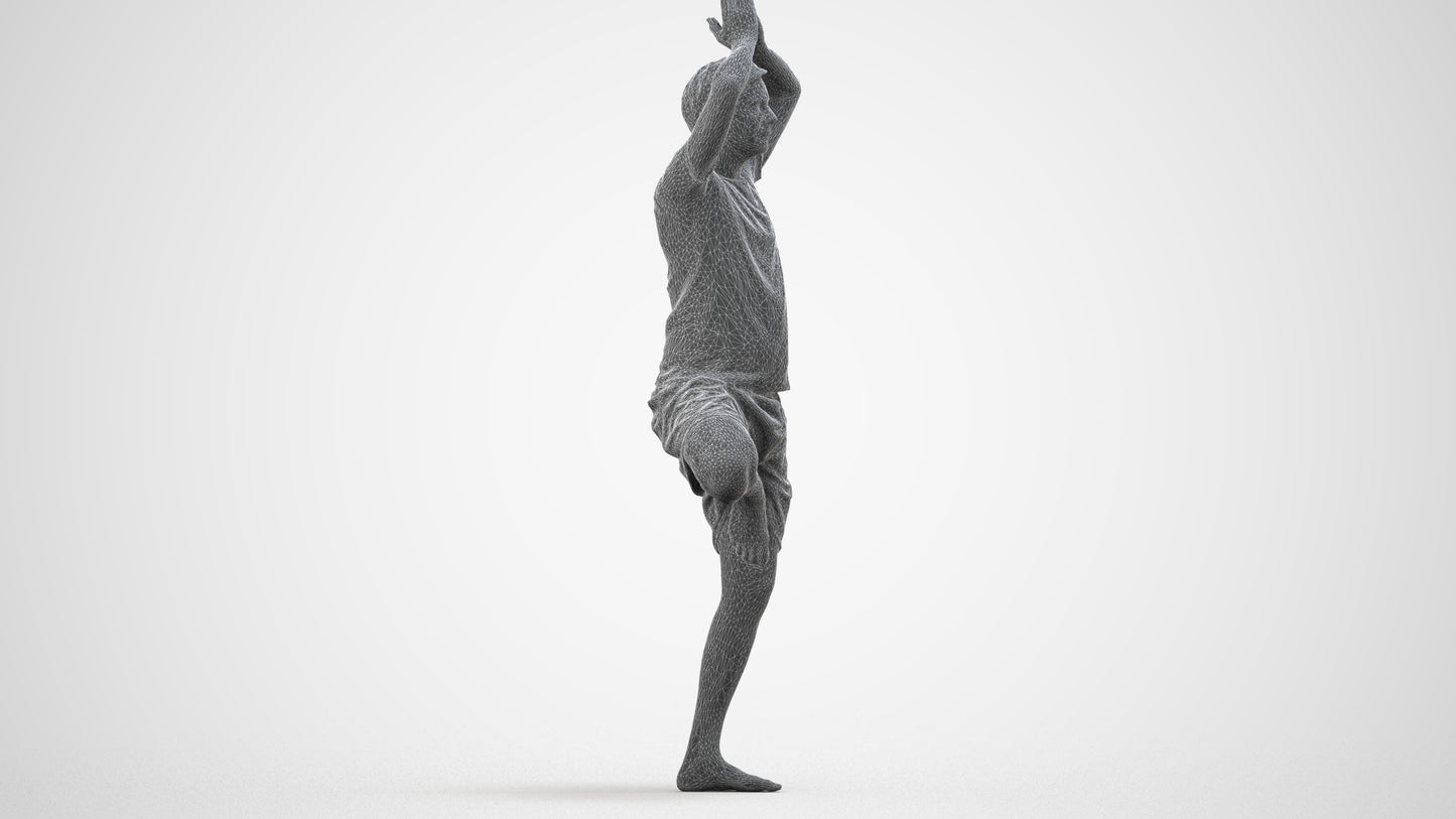 realistic 3D people man sport, render-ready for V-Ray and Corona, FBX OBJ, wireframe top-down view