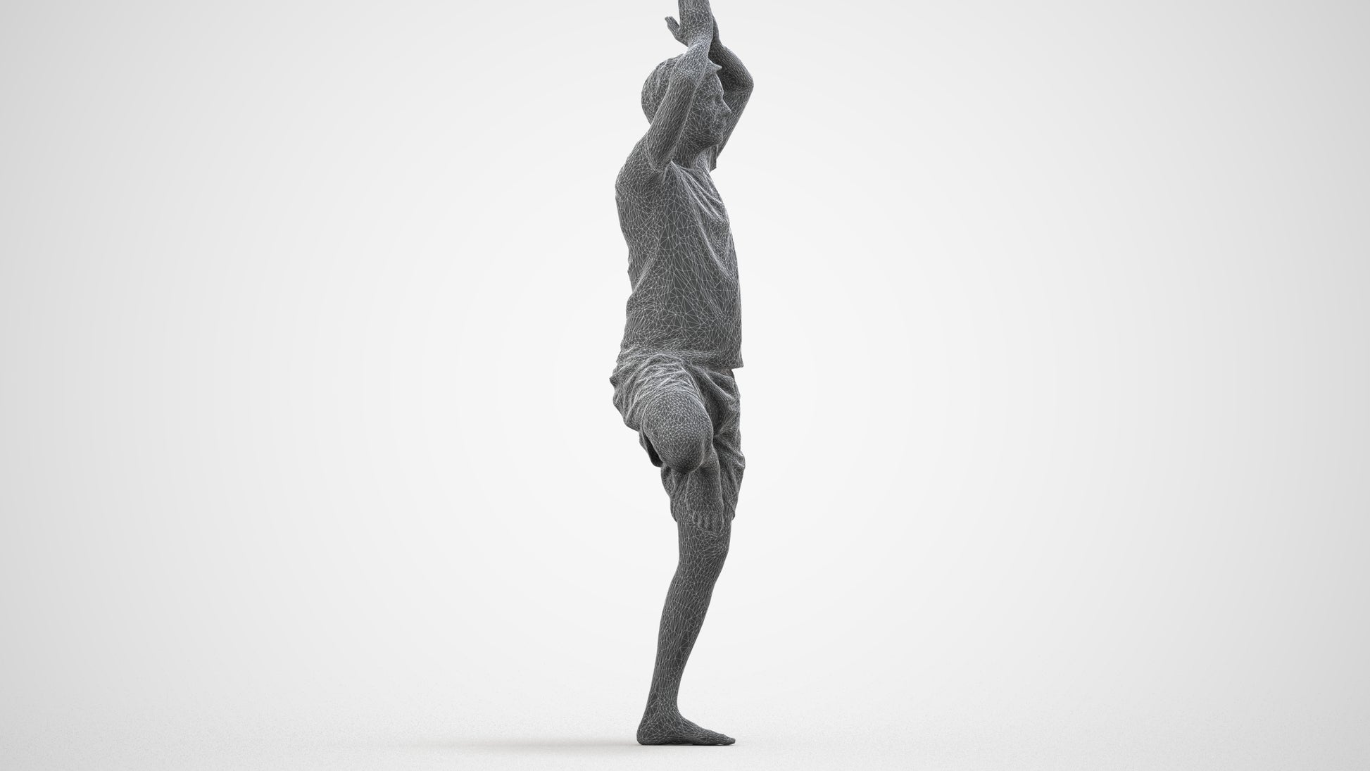 realistic 3D people man sport, render-ready for V-Ray and Corona, FBX OBJ, wireframe top-down view