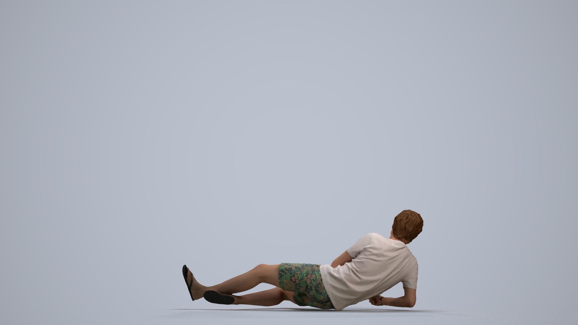 photogrammetry 3D man casual pool, realistic human model archviz FBX, back view render