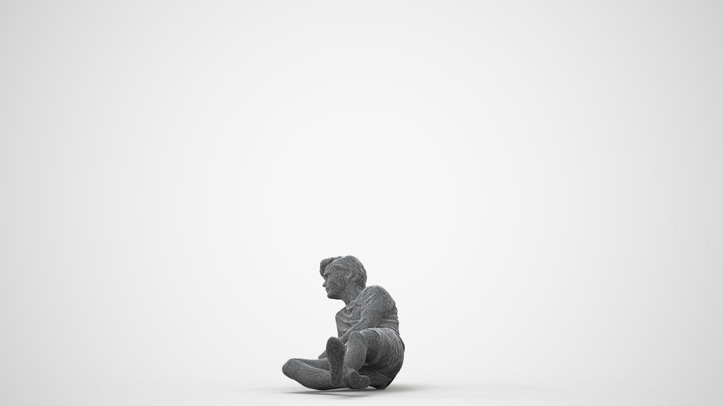 photogrammetry 3D man casual pool, realistic human model archviz FBX, wireframe side view