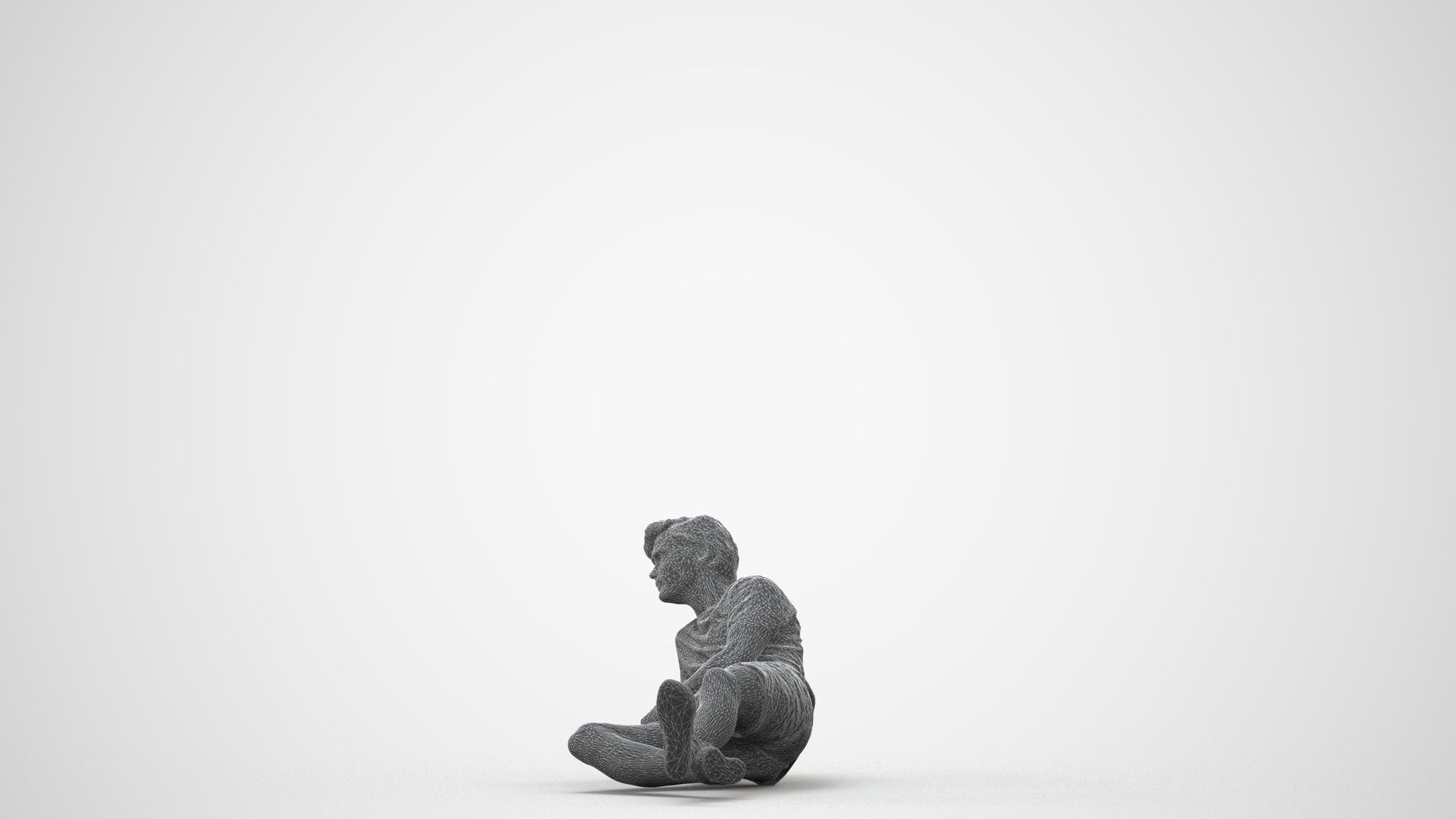 photogrammetry 3D man casual pool, realistic human model archviz FBX, wireframe side view