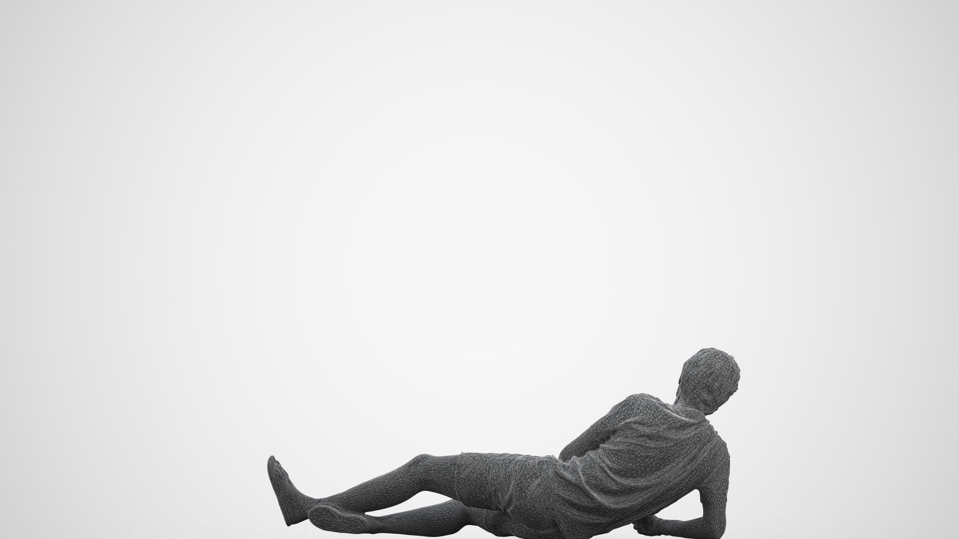 photogrammetry 3D man casual pool, realistic human model archviz FBX, wireframe three-quarter view
