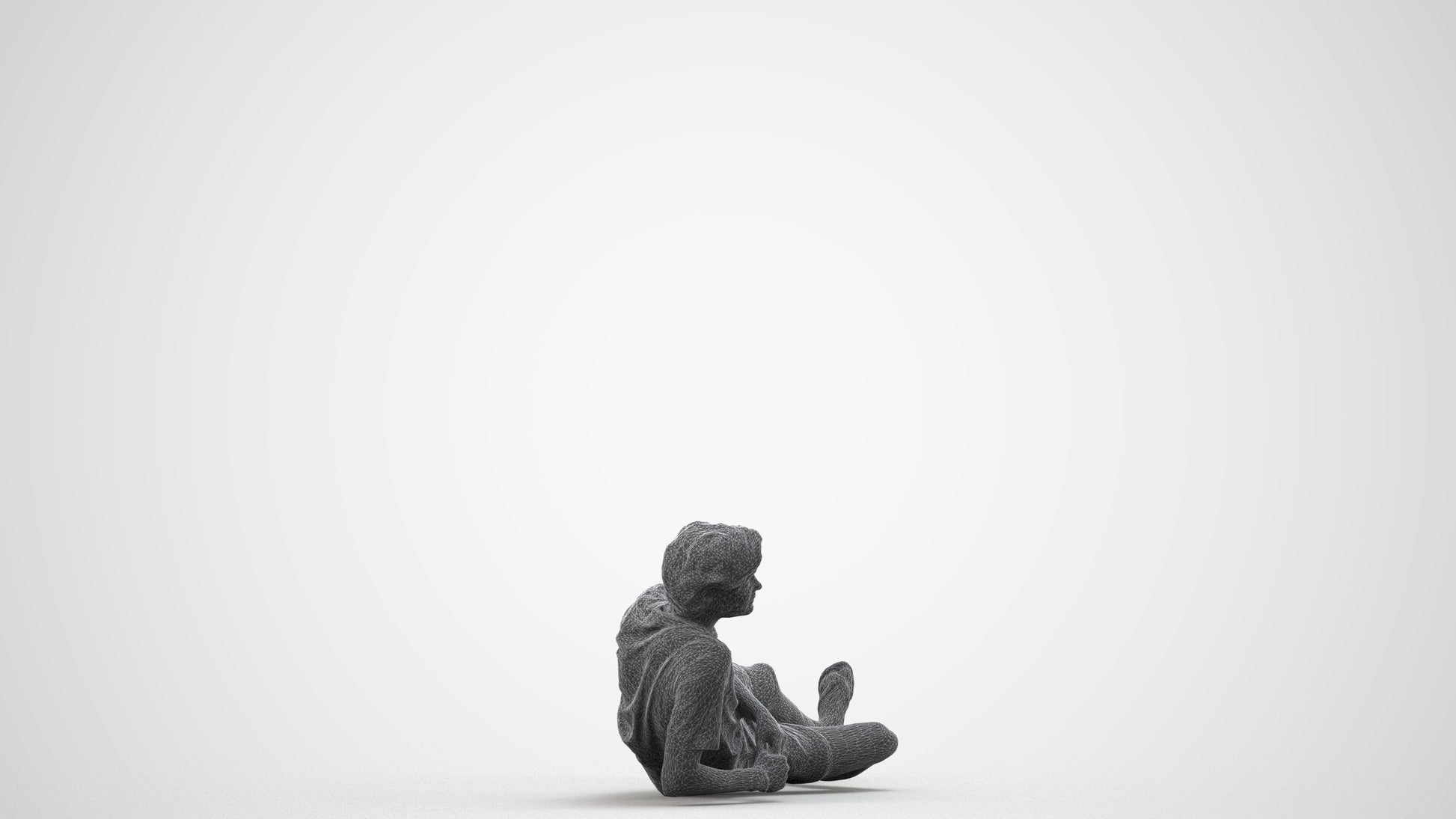 photogrammetry 3D man casual pool, realistic human model archviz FBX, wireframe back view