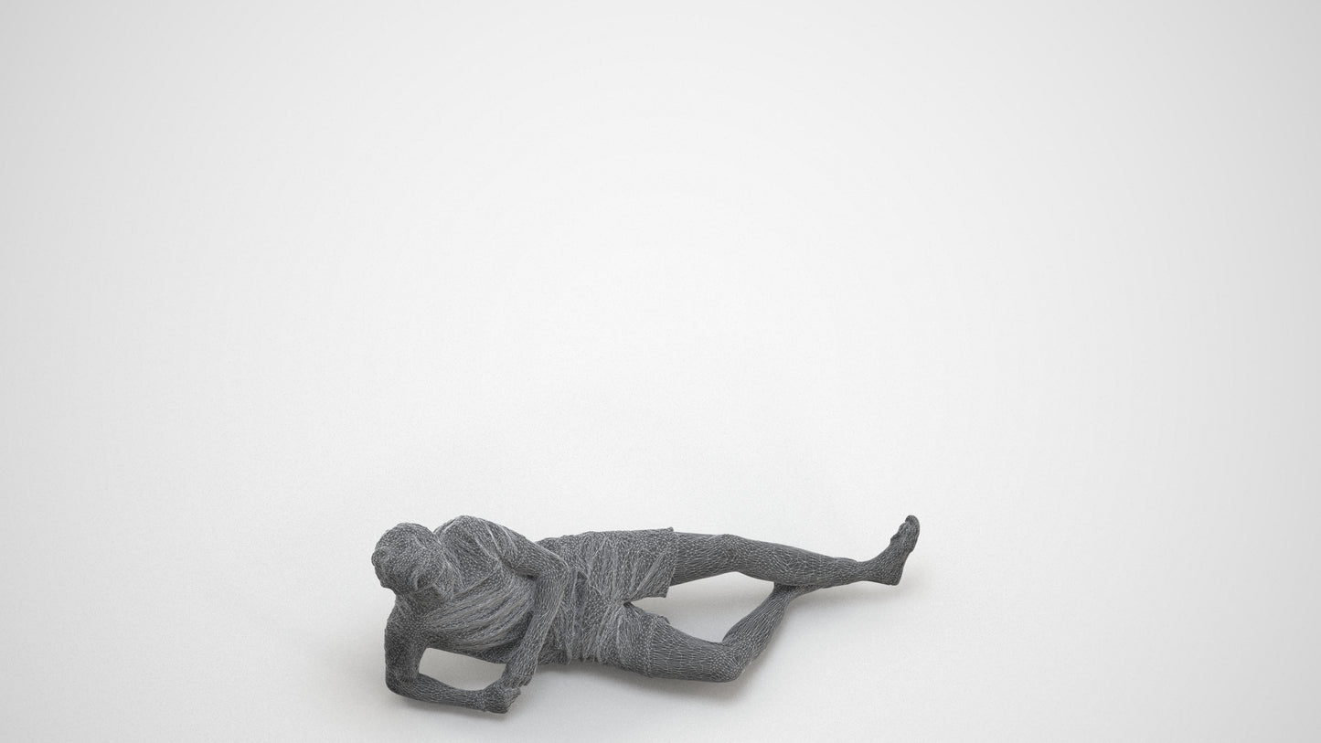 photogrammetry 3D man casual pool, realistic human model archviz FBX, wireframe top-down view