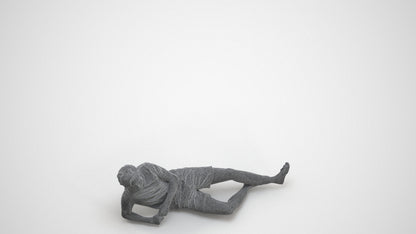 photogrammetry 3D man casual pool, realistic human model archviz FBX, wireframe top-down view