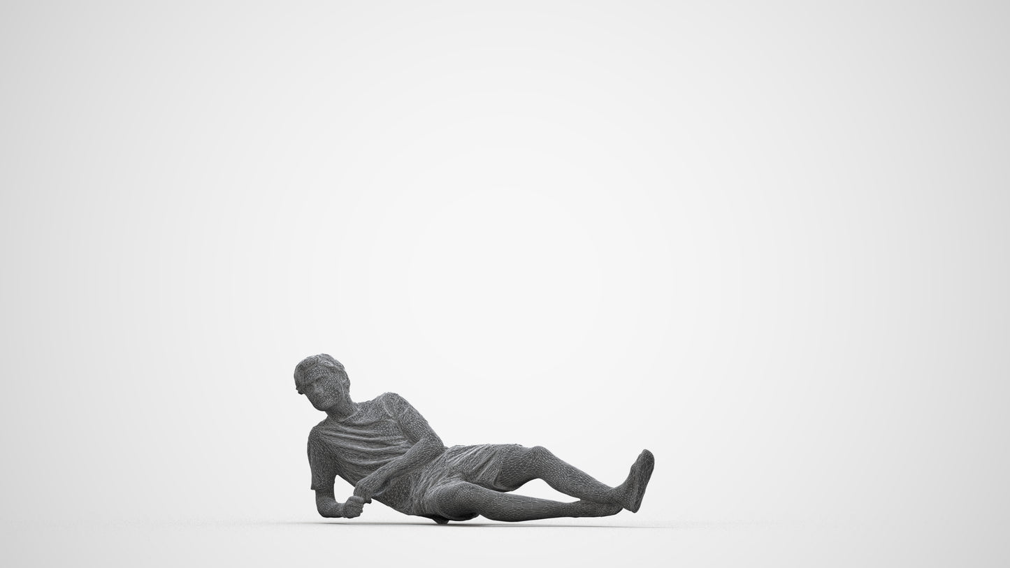 photogrammetry 3D man casual pool, realistic human model archviz FBX, wireframe three-quarter back view