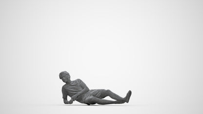 photogrammetry 3D man casual pool, realistic human model archviz FBX, wireframe three-quarter back view