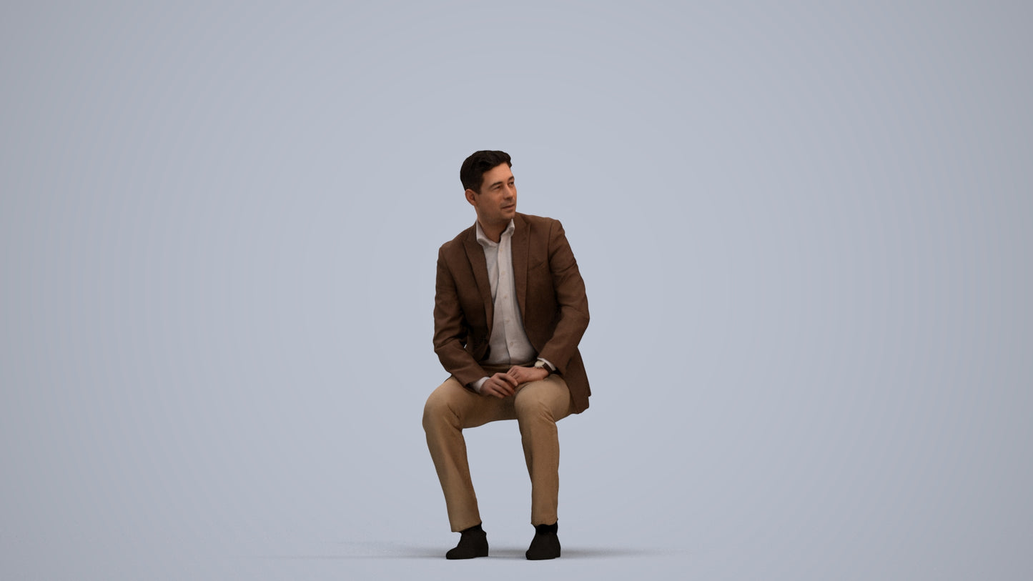 realistic 3D man business, scanned archviz people for Blender and 3ds Max, standing pose render