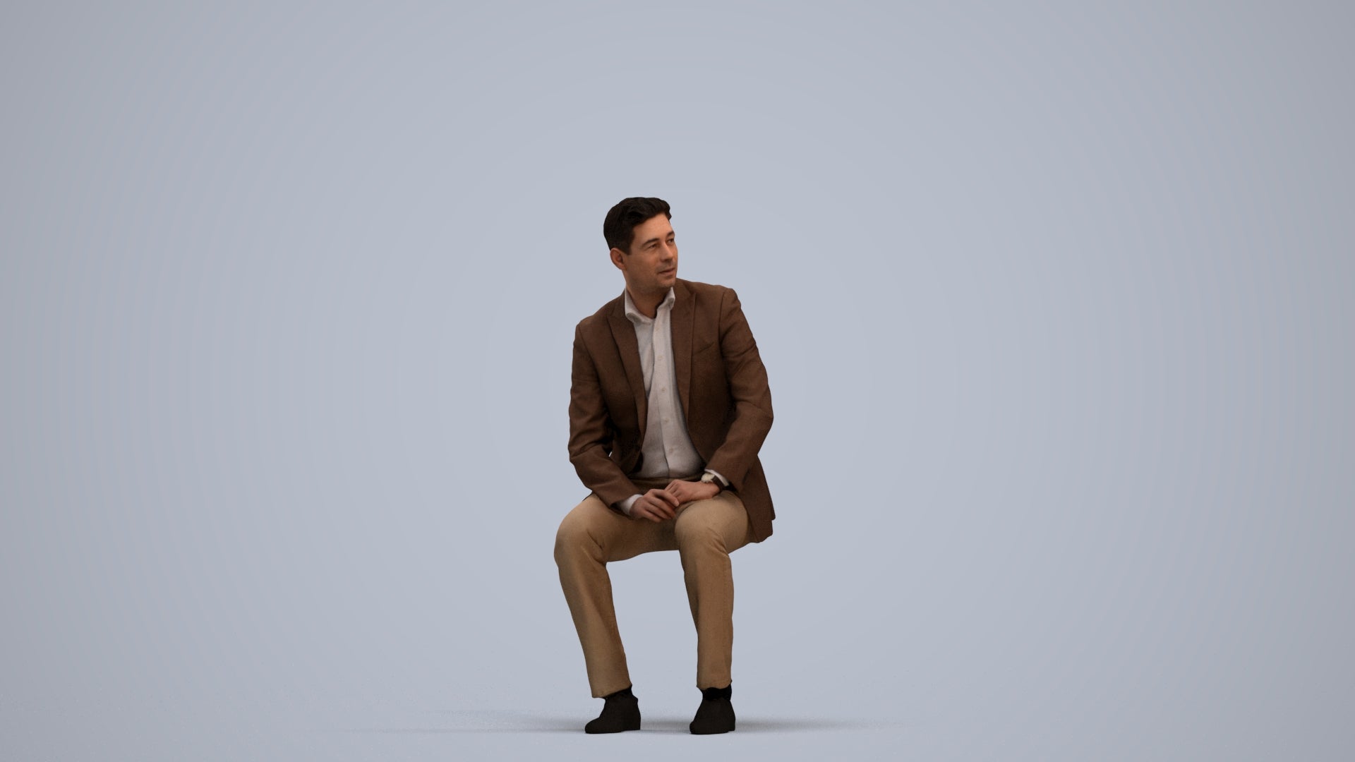 realistic 3D man business, scanned archviz people for Blender and 3ds Max, standing pose render