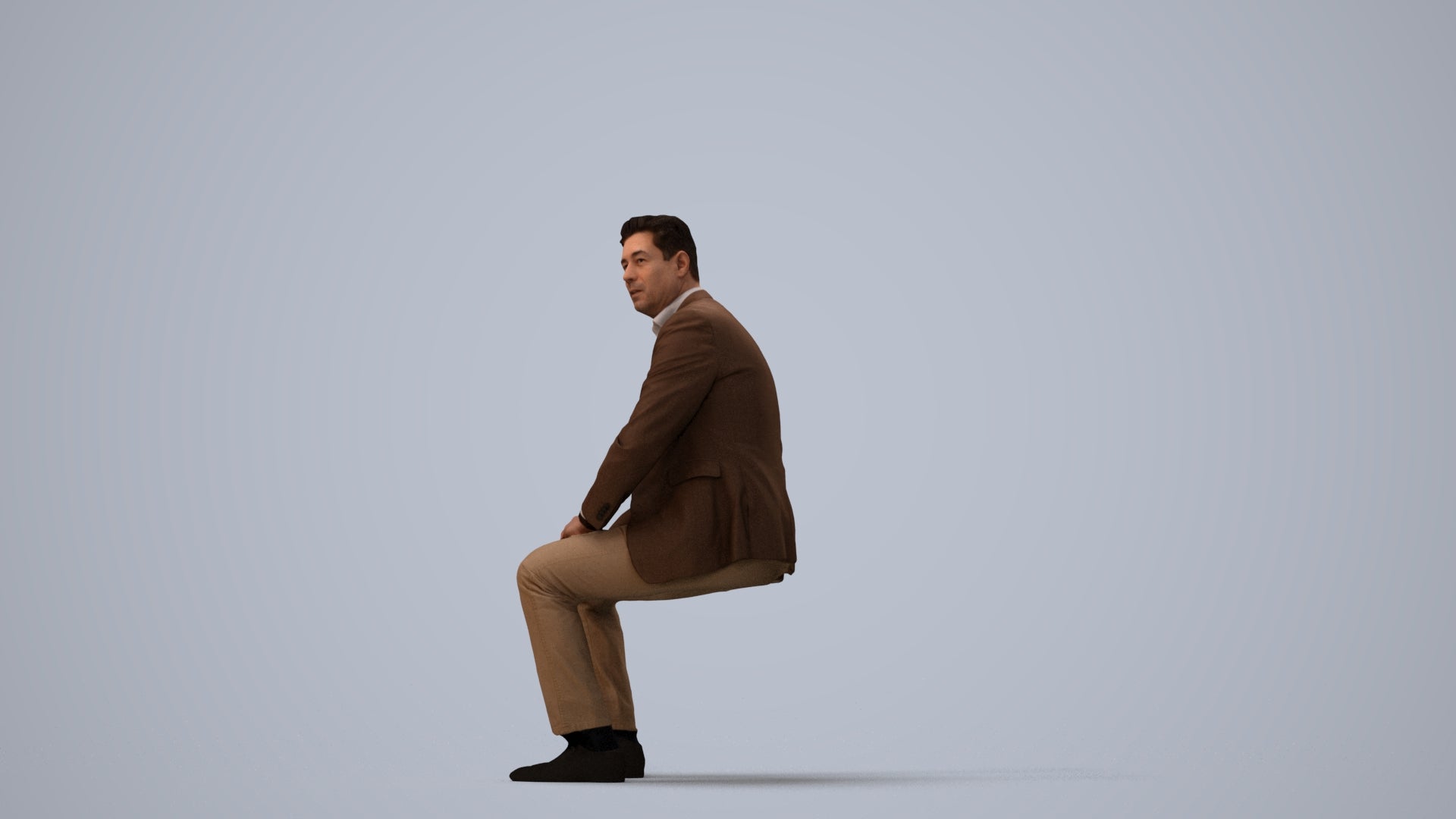 realistic 3D man business, scanned archviz people for Blender and 3ds Max, three-quarter view render