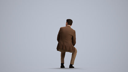 realistic 3D man business, scanned archviz people for Blender and 3ds Max, front view render