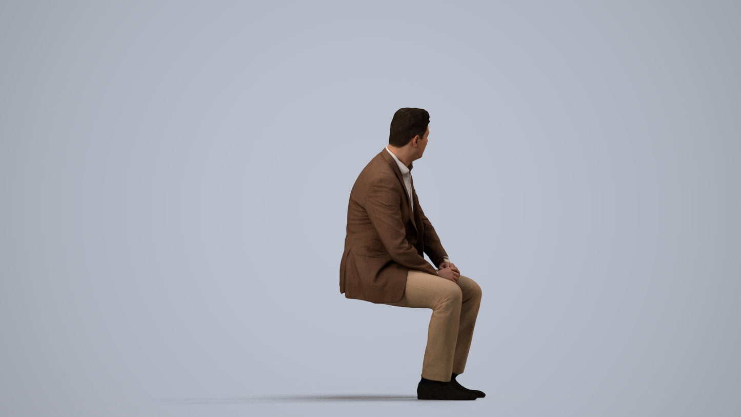 realistic 3D man business, scanned archviz people for Blender and 3ds Max, side view render