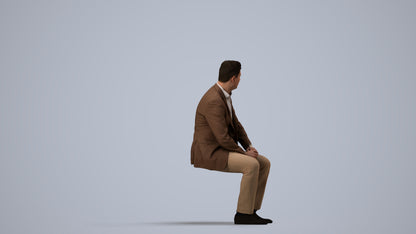 realistic 3D man business, scanned archviz people for Blender and 3ds Max, side view render