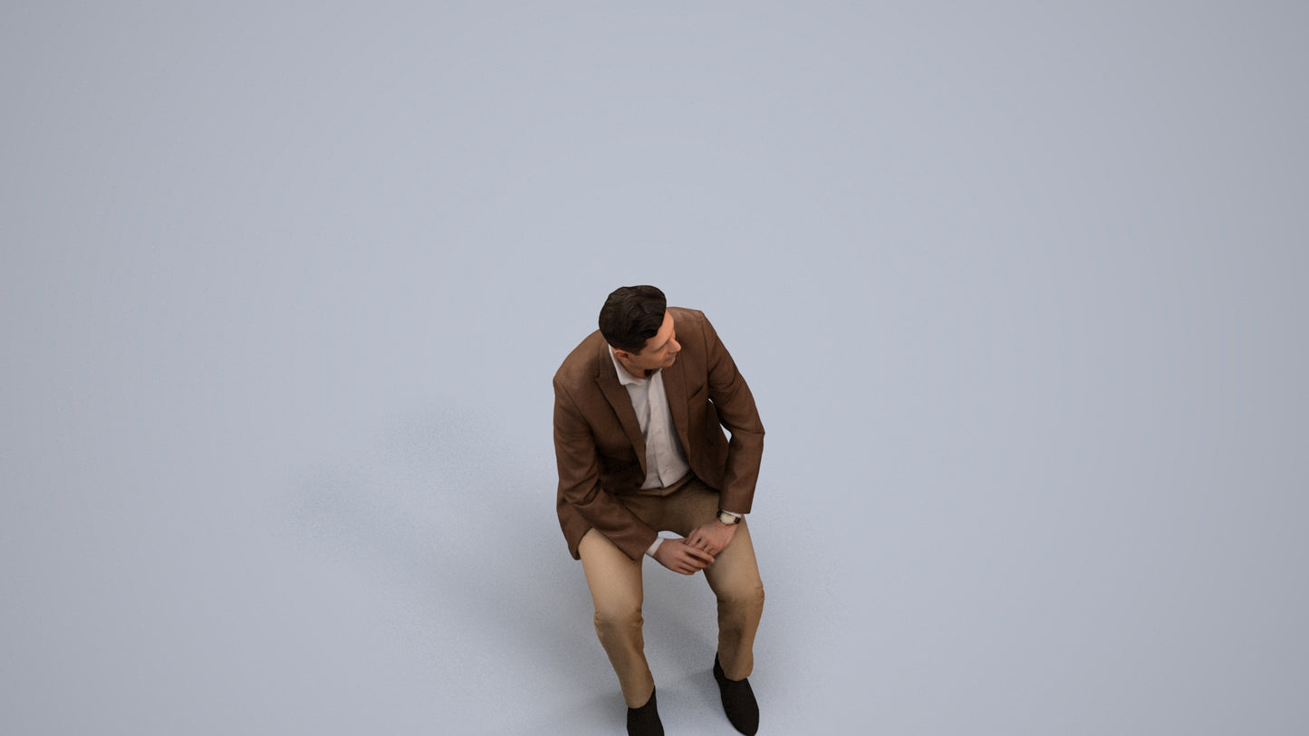 realistic 3D man business, scanned archviz people for Blender and 3ds Max, back view render