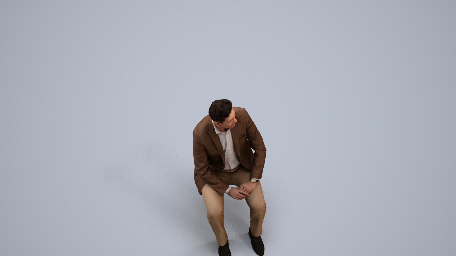 realistic 3D man business, scanned archviz people for Blender and 3ds Max, back view render