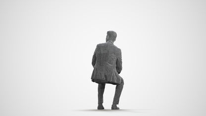 realistic 3D man business, scanned archviz people for Blender and 3ds Max, wireframe side view