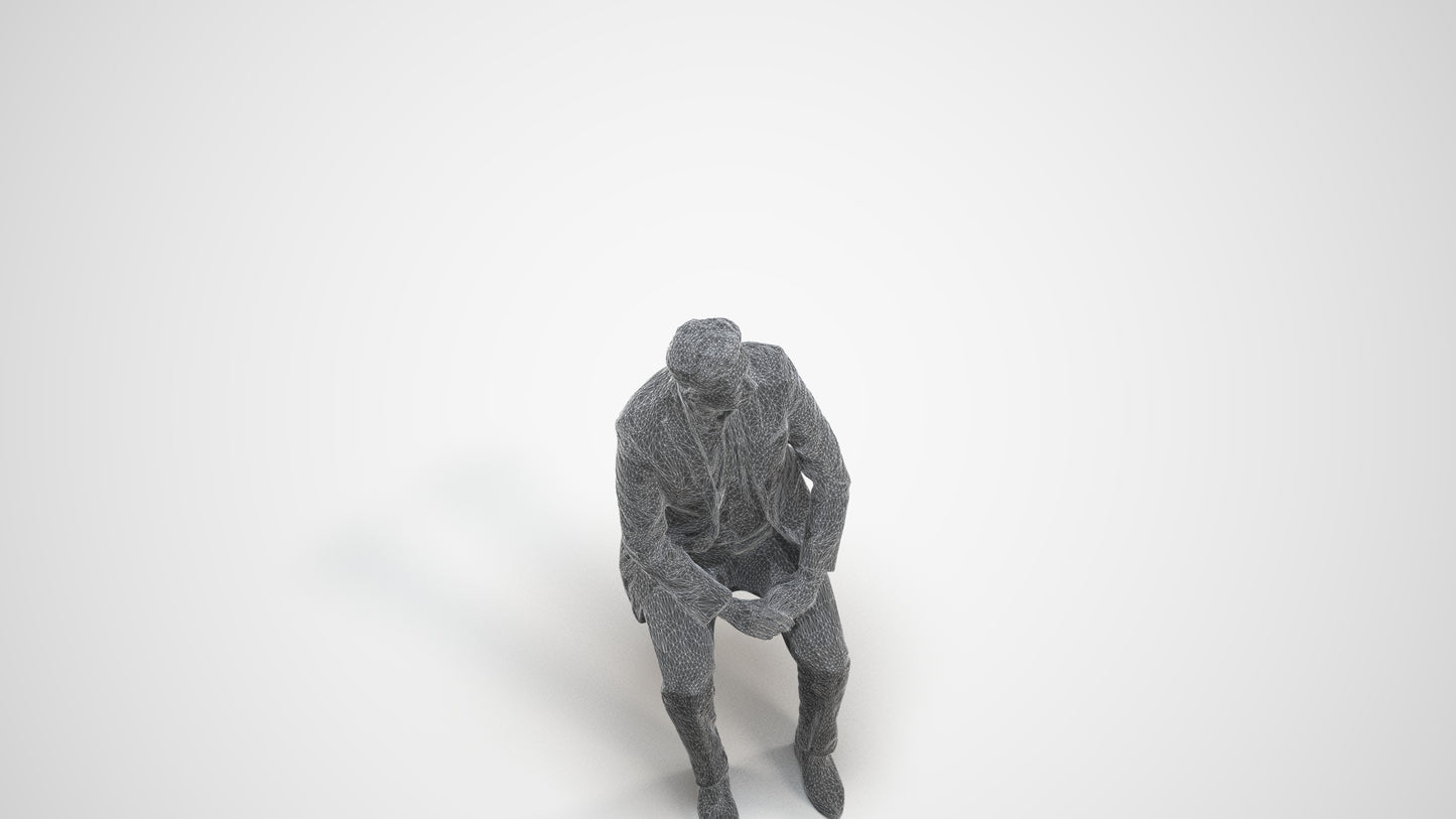 realistic 3D man business, scanned archviz people for Blender and 3ds Max, wireframe back view