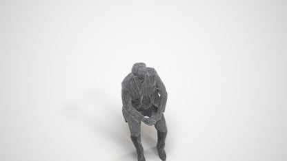 realistic 3D man business, scanned archviz people for Blender and 3ds Max, wireframe back view