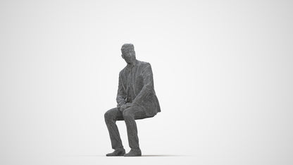 realistic 3D man business, scanned archviz people for Blender and 3ds Max, wireframe top-down view