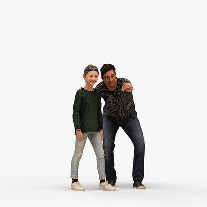 3D people model girl casual kids, scanned human for 3ds Max rendering, standing pose render