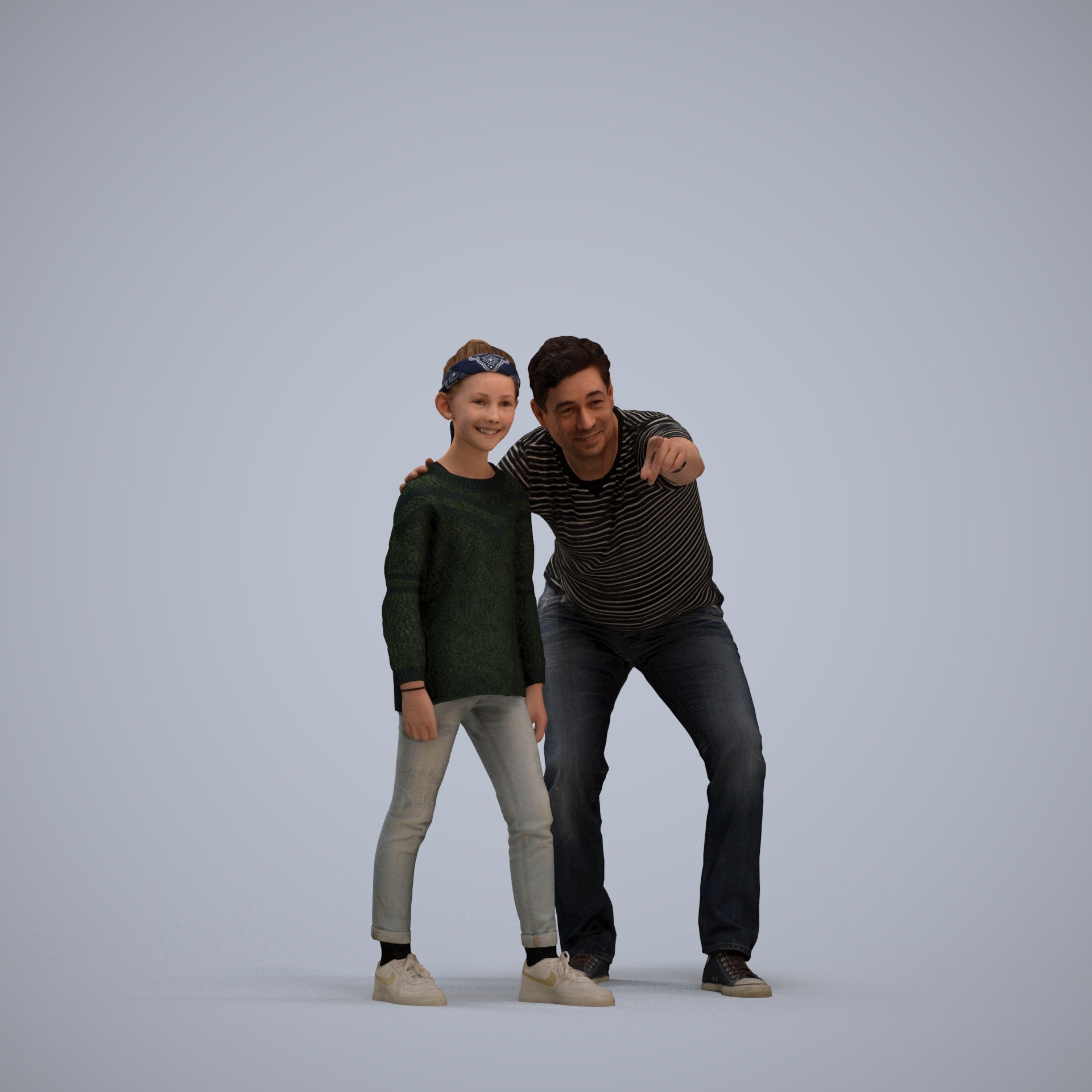 3D people model girl casual kids, scanned human for 3ds Max rendering, square thumbnail