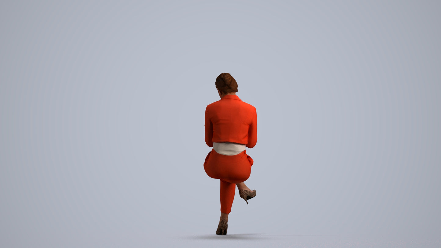 realistic 3D human woman business, archviz people FBX OBJ for Blender, front view render